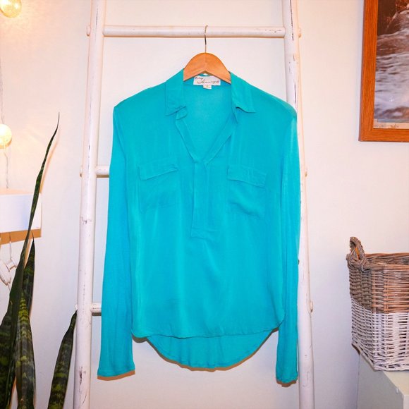 Vintage Havana Turquoise Long Sleeve Blouse - Picture 1 of 1